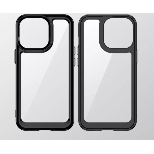 Защитный чехол  с черными рамками для iPhone 13 Pro Max Прозрачный