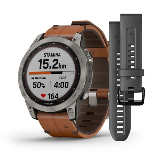 Умные часы Garmin FENIX 7 Sapphire Solar Titanium Chestnut