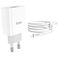 Сетевое зарядное устройство Hoco C80A Rapido + кабель Type-C - Lightning 20W Белое